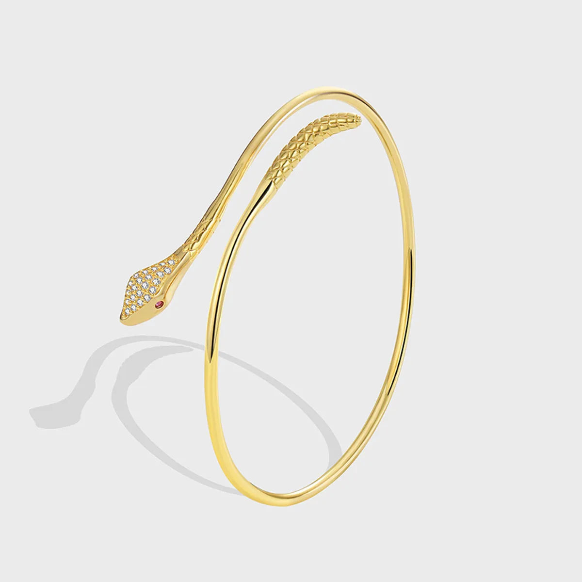 Commute Snake Copper Plating Inlay Zircon 18k Gold Plated Bangle