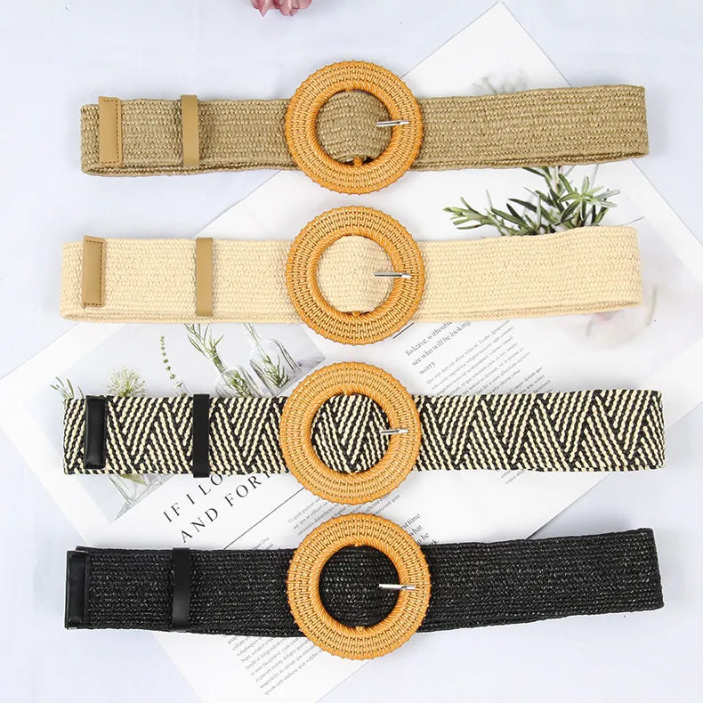 Commute Solid Color Cloth Woven Belt Women'S Woven Belts