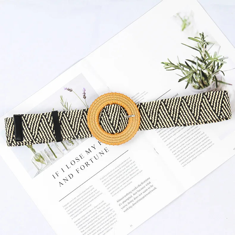 Commute Solid Color Cloth Woven Belt Women'S Woven Belts