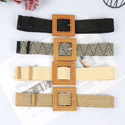 Commute Solid Color Cloth Woven Belt Women'S Woven Belts