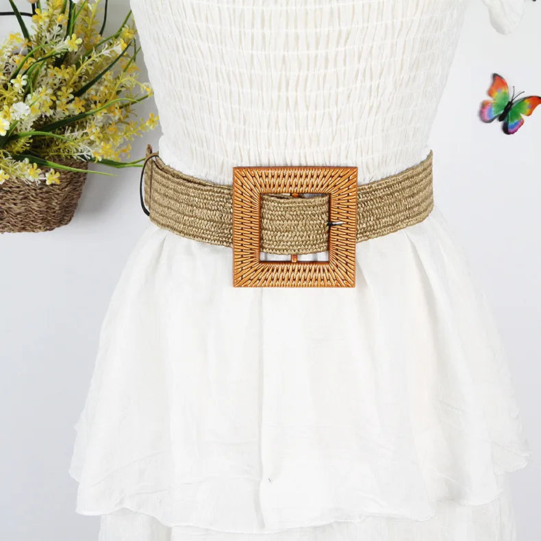 Commute Solid Color Cloth Woven Belt Women'S Woven Belts