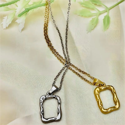 Commute Solid Color Stainless Steel Irregular Plating 18k Gold Plated Pendant Necklace