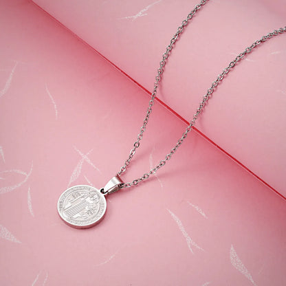 Commute Solid Color Stainless Steel Plating Silver Plated Pendant Necklace