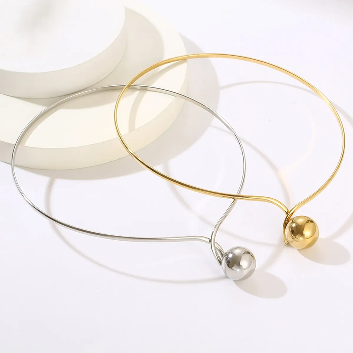 Commute Solid Color Titanium Steel Plating Gold Plated Choker