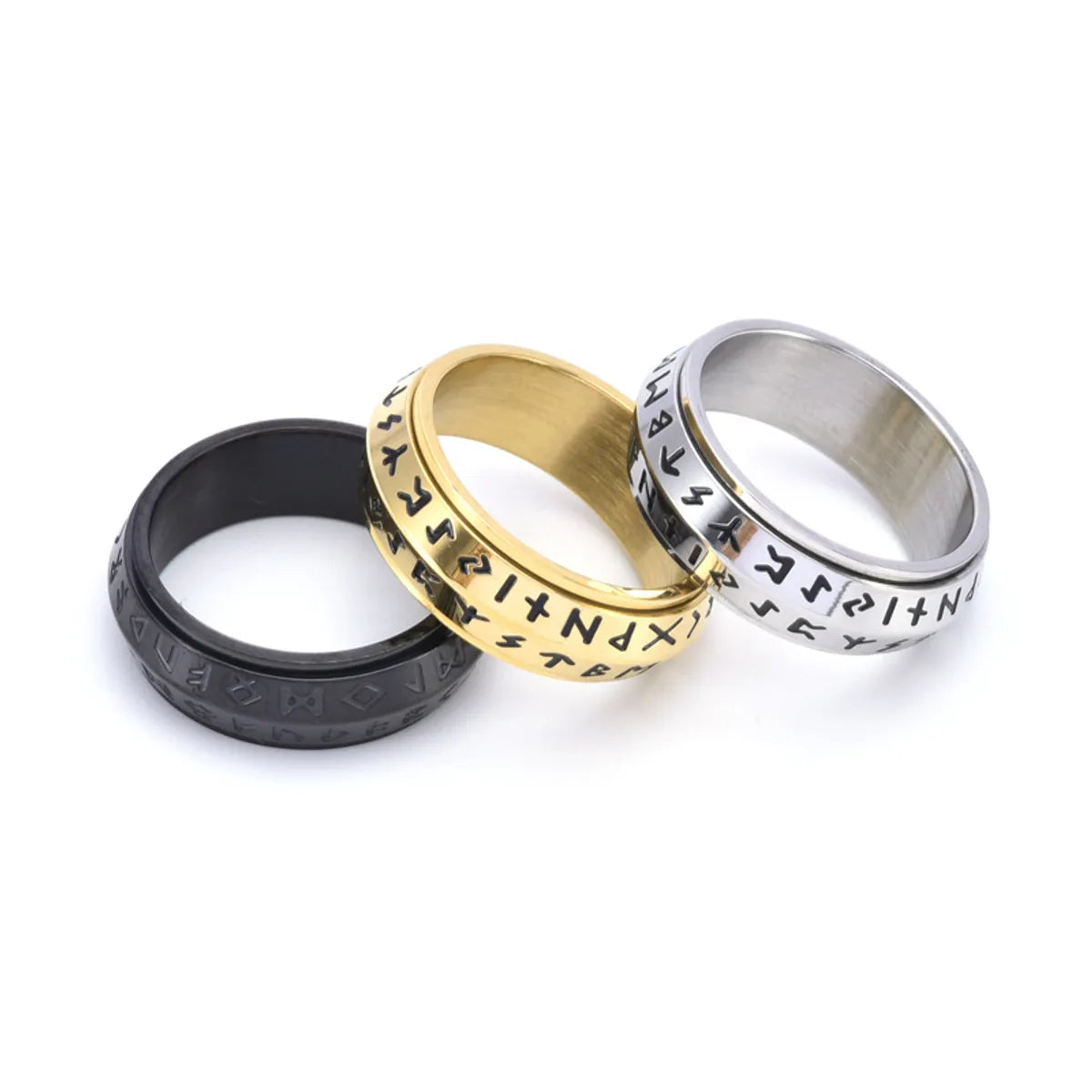 Commute Solid Color Titanium Steel Stoving Varnish Men'S Rings