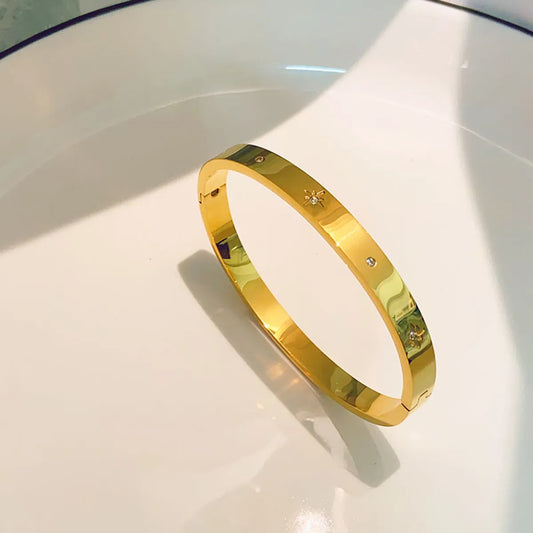 Commute Solid Color Titanium Steel Zircon Bangle In Bulk