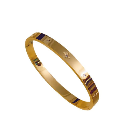 Commute Solid Color Titanium Steel Zircon Bangle In Bulk