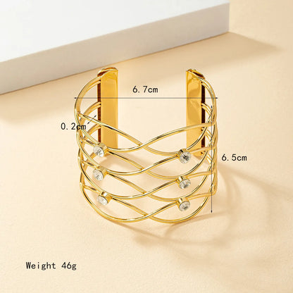 Commute Solid Color Zircon Metal Wholesale Bangle