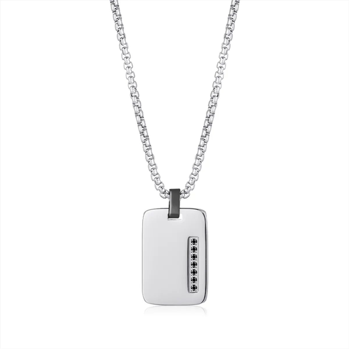 Commute Square Stainless Steel Polishing Inlay Zircon Men'S Pendant Necklace