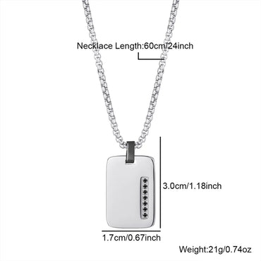 Commute Square Stainless Steel Polishing Inlay Zircon Men'S Pendant Necklace