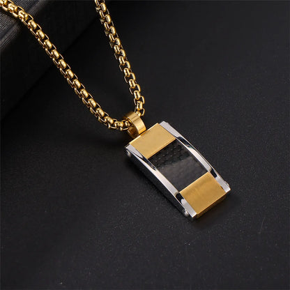 Commute Square Stainless Steel Polishing Plating 18k Gold Plated Men'S Pendant Necklace