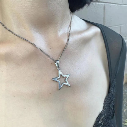 Commute Star Titanium Steel Patchwork Pendant Necklace