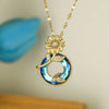 Commute Sunflower Stainless Steel Copper Plating Inlay Zircon 18k Gold Plated Pendant Necklace