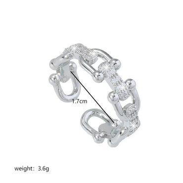 Commute U Shape Copper Plating Inlay Zircon White Gold Plated Open Rings