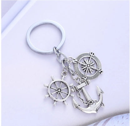 Compass Chain Rudder Anchor Fashion Alloy Keychain