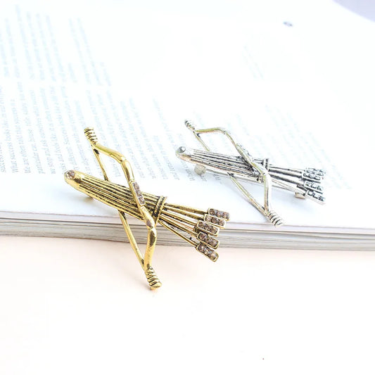 Cool Style Bow And Arrow Alloy Inlay Rhinestones Unisex Brooches