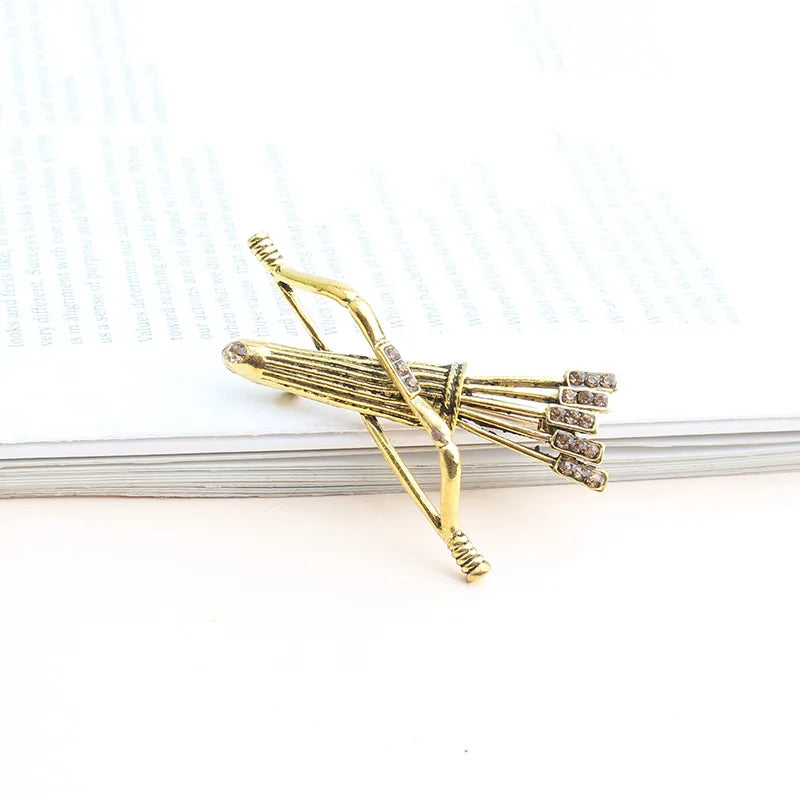 Cool Style Bow And Arrow Alloy Inlay Rhinestones Unisex Brooches