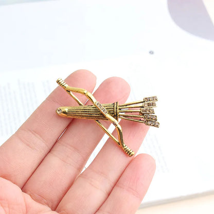 Cool Style Bow And Arrow Alloy Inlay Rhinestones Unisex Brooches