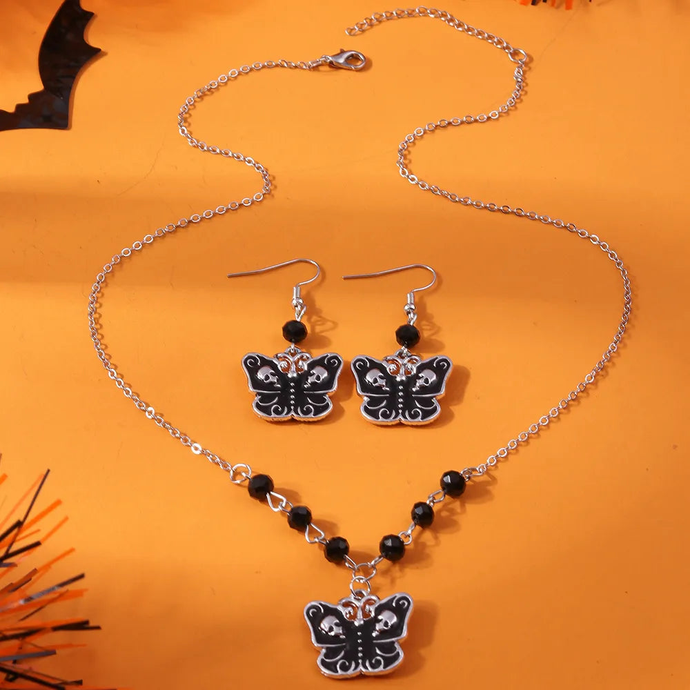 Cool Style Butterfly Skull Zinc Alloy Halloween Women'S Jewelry Set