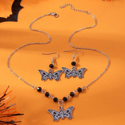 Cool Style Butterfly Skull Zinc Alloy Halloween Women'S Jewelry Set