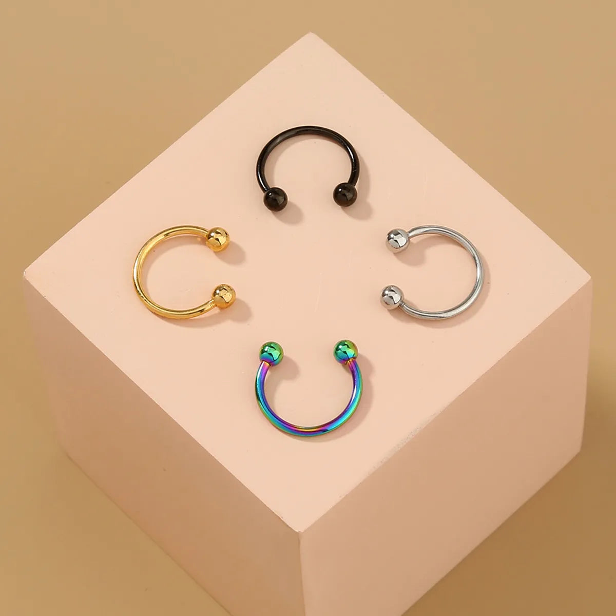 Cool Style C Shape Water Droplets Alloy Inlay Zircon Nose Ring