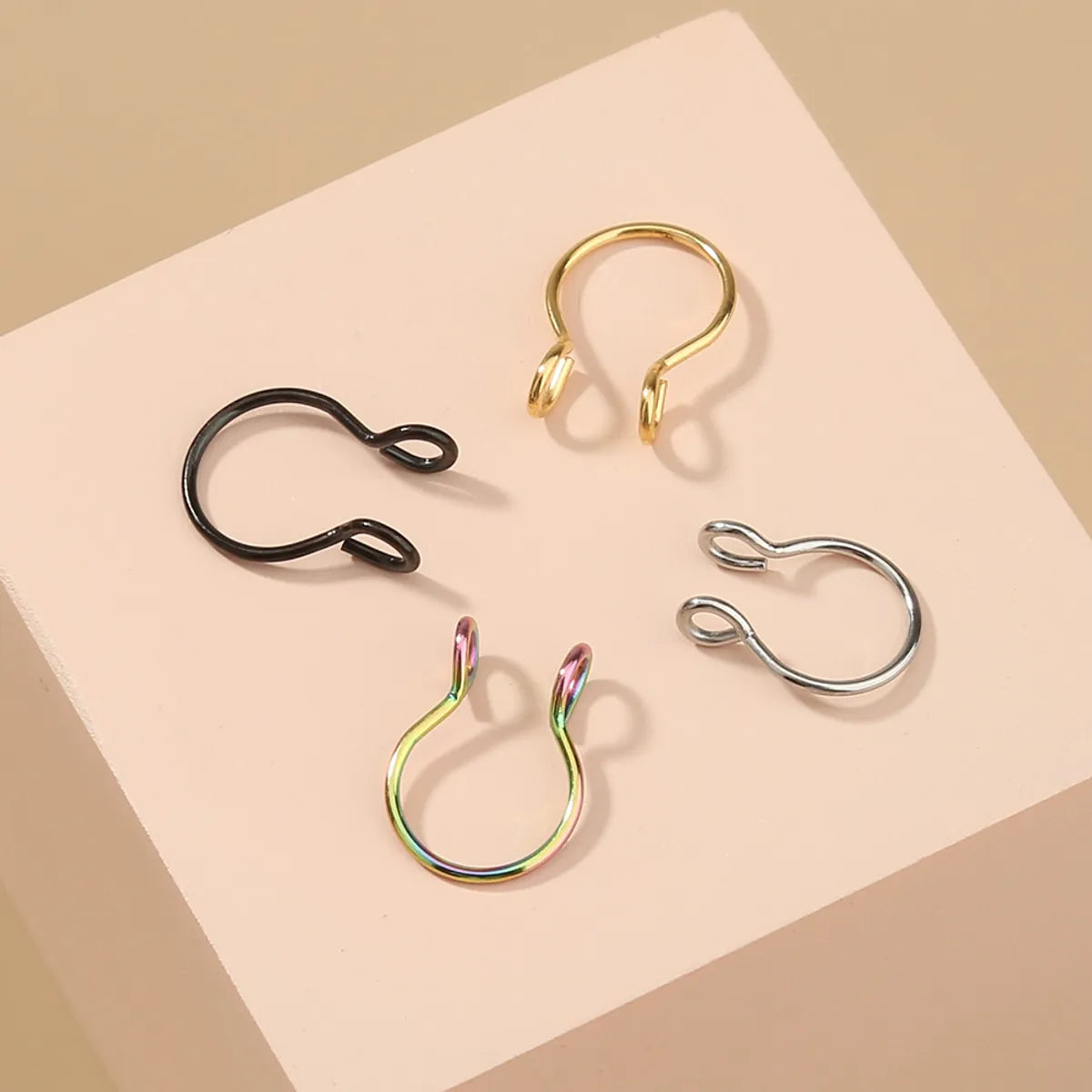 Cool Style C Shape Water Droplets Alloy Inlay Zircon Nose Ring