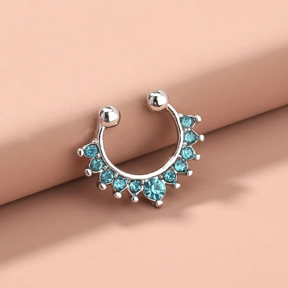 Cool Style C Shape Water Droplets Alloy Inlay Zircon Nose Ring