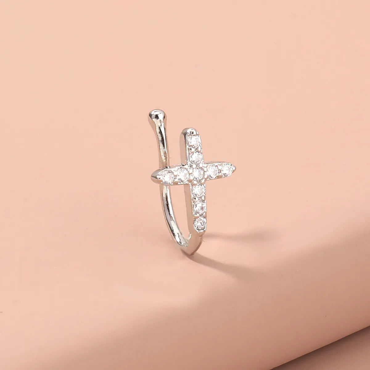 Cool Style C Shape Water Droplets Alloy Inlay Zircon Nose Ring