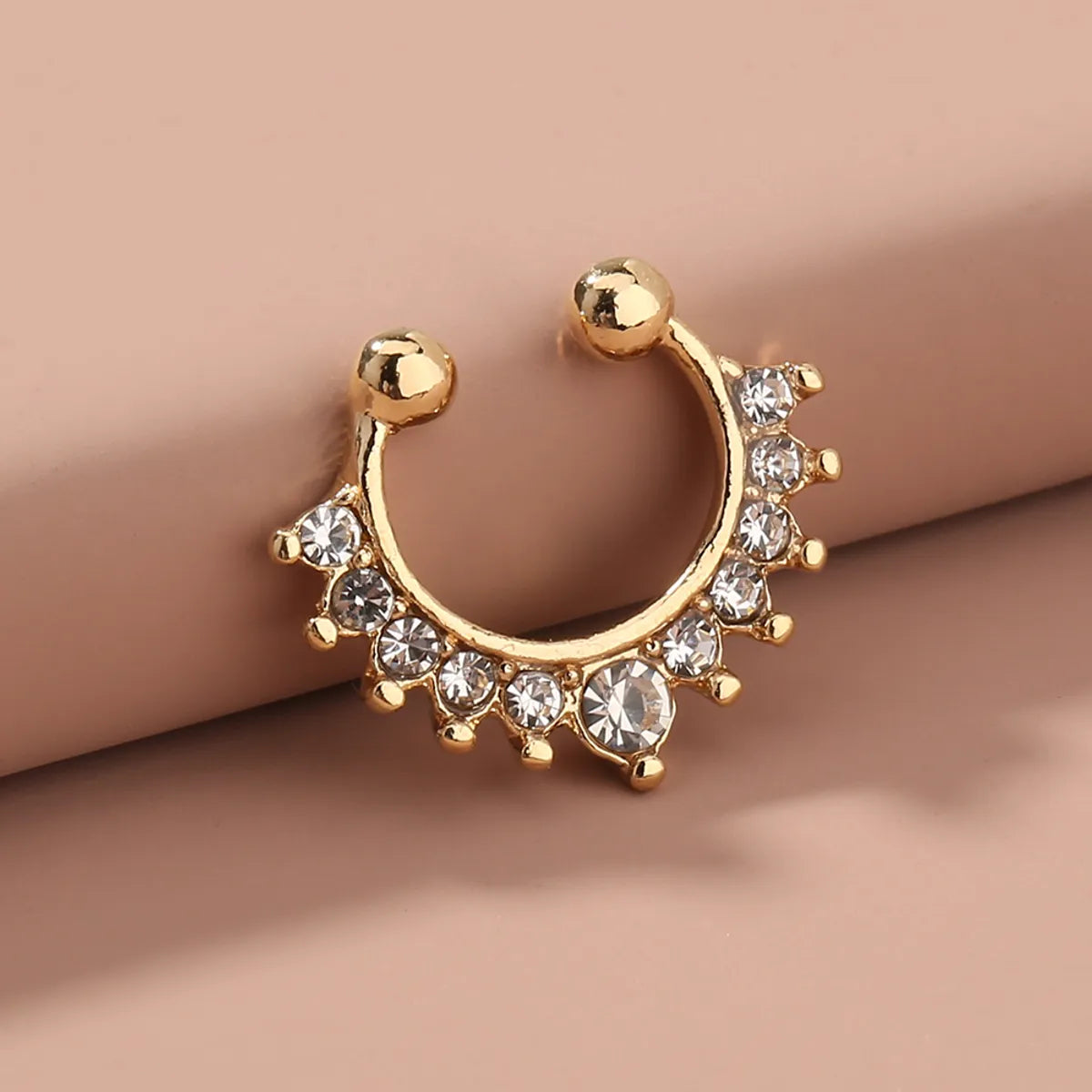 Cool Style C Shape Water Droplets Alloy Inlay Zircon Nose Ring