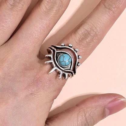 Cool Style Eye Silver Plated Turquoise Alloy Wholesale Adjustable Ring