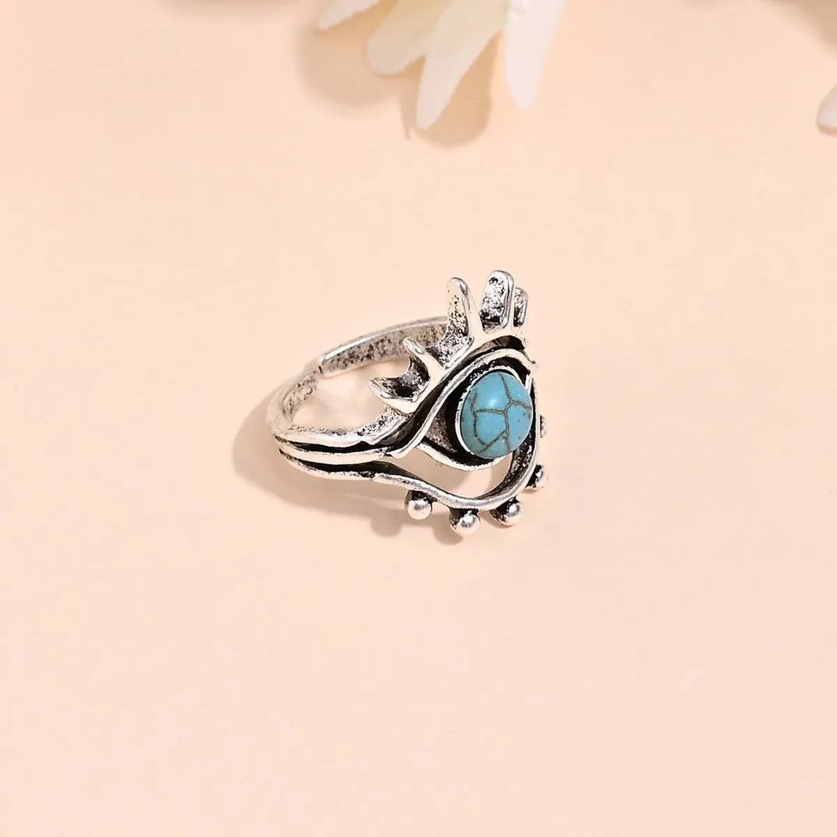 Cool Style Eye Silver Plated Turquoise Alloy Wholesale Adjustable Ring