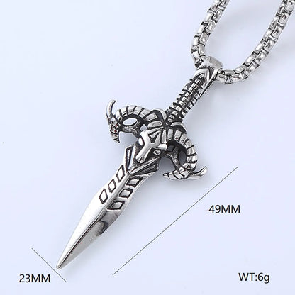 Cool Style Human Anchor Dragonfly 304 Stainless Steel No Inlaid Men'S Pendant Necklace Long Necklace