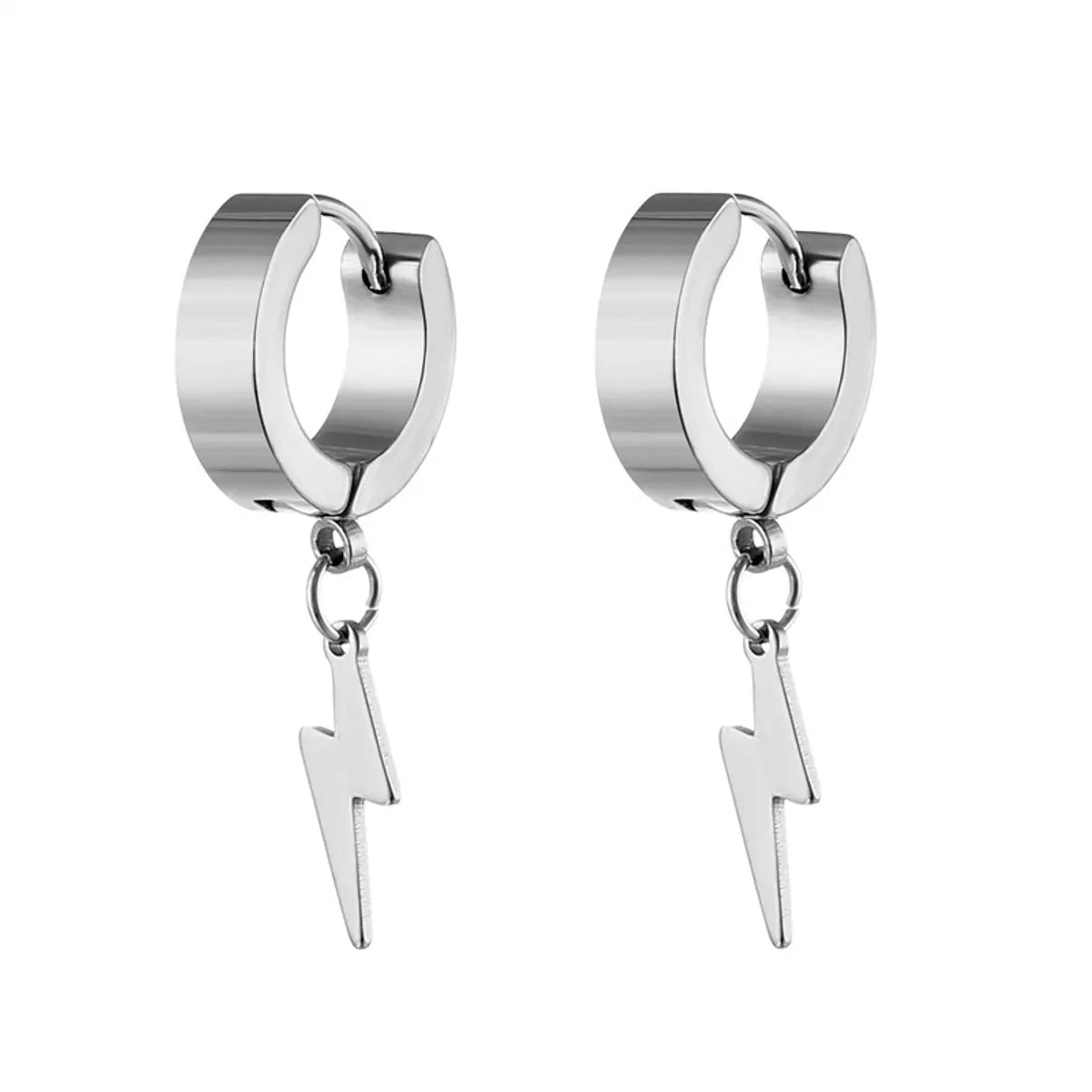 1 Piece Cool Style Lightning Stainless Steel Plating Drop Earrings Ear Clips