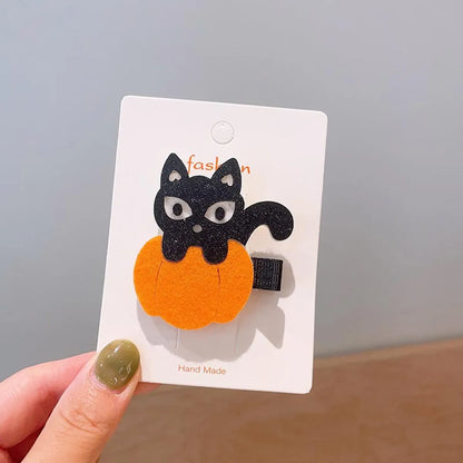 Girl'S Cool Style Pumpkin Cat Ghost Cloth Felt Hair Clip