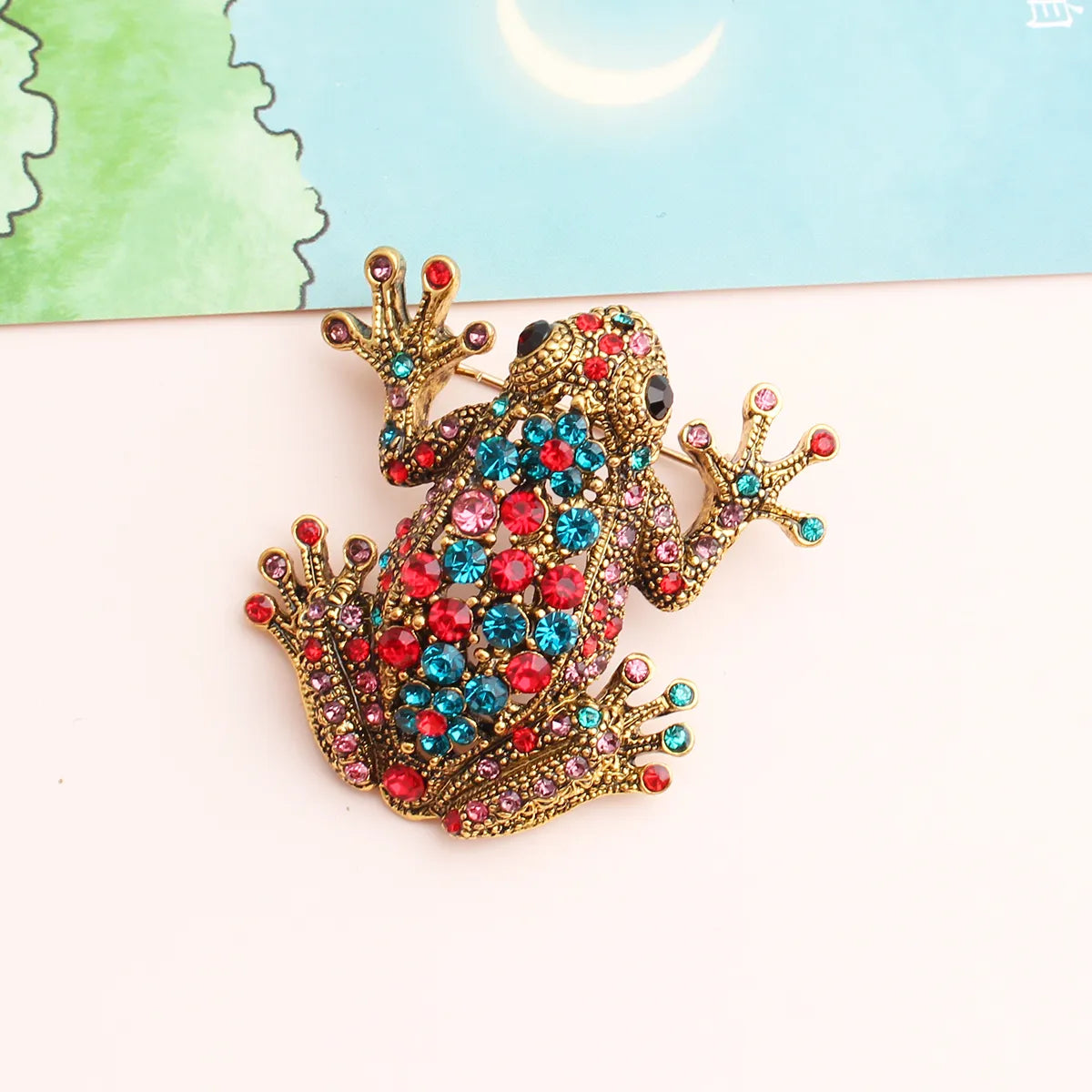 Cool Style Shiny Animal Frog Alloy Inlay Rhinestones Unisex Brooches