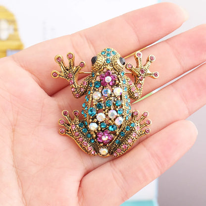 Cool Style Shiny Animal Frog Alloy Inlay Rhinestones Unisex Brooches