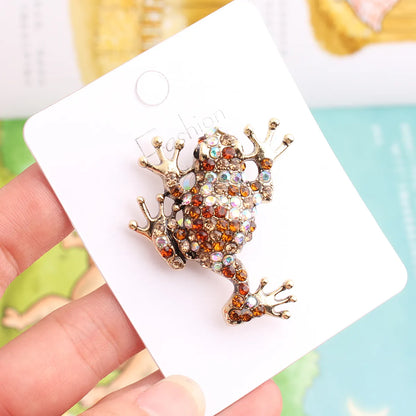 Cool Style Shiny Animal Frog Alloy Inlay Rhinestones Unisex Brooches