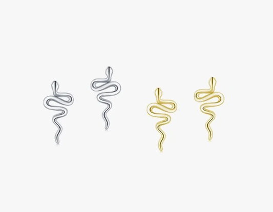 1 Pair Cool Style Snake Polishing Silver Ear Studs