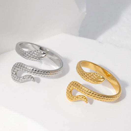 Cool Style Snake Titanium Steel Irregular Open Rings