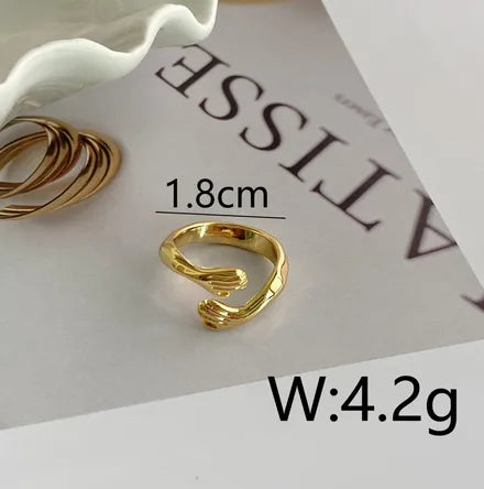 Copper 14K Gold Plated 16K Gold Plated 18K Gold Plated Ring Pleated Inlay Hand Olive Branch Shell Zircon Open Rings Rings