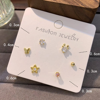 Copper 14K Gold Plated 16K Gold Plated Casual Cute Shiny Plating Inlay Fruit Snowflake Artificial Diamond Ear Studs