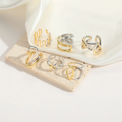 Copper 14K Gold Plated C Shape Ring Open Rings