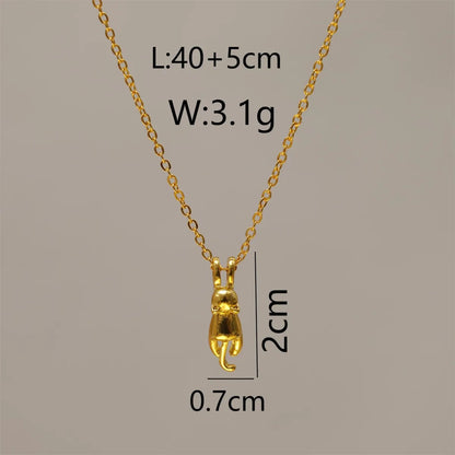 Copper 14K Gold Plated Chain Cat Pendant Necklace