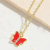 Copper 14K Gold Plated Enamel Butterfly Pendant Necklace