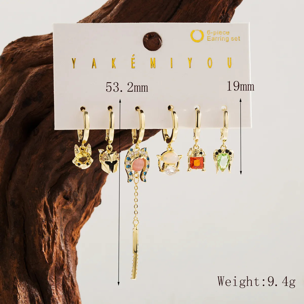 Copper 14K Gold Plated Enamel Inlay Cartoon Character Zircon Drop Earrings