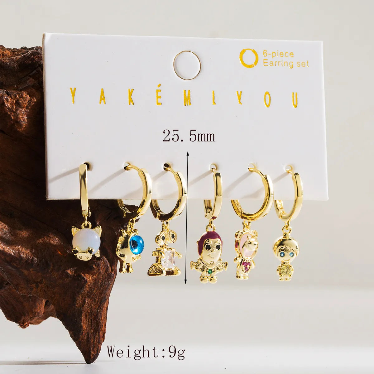 Copper 14K Gold Plated Inlay Cartoon Character Pixar Zircon Drop Earrings