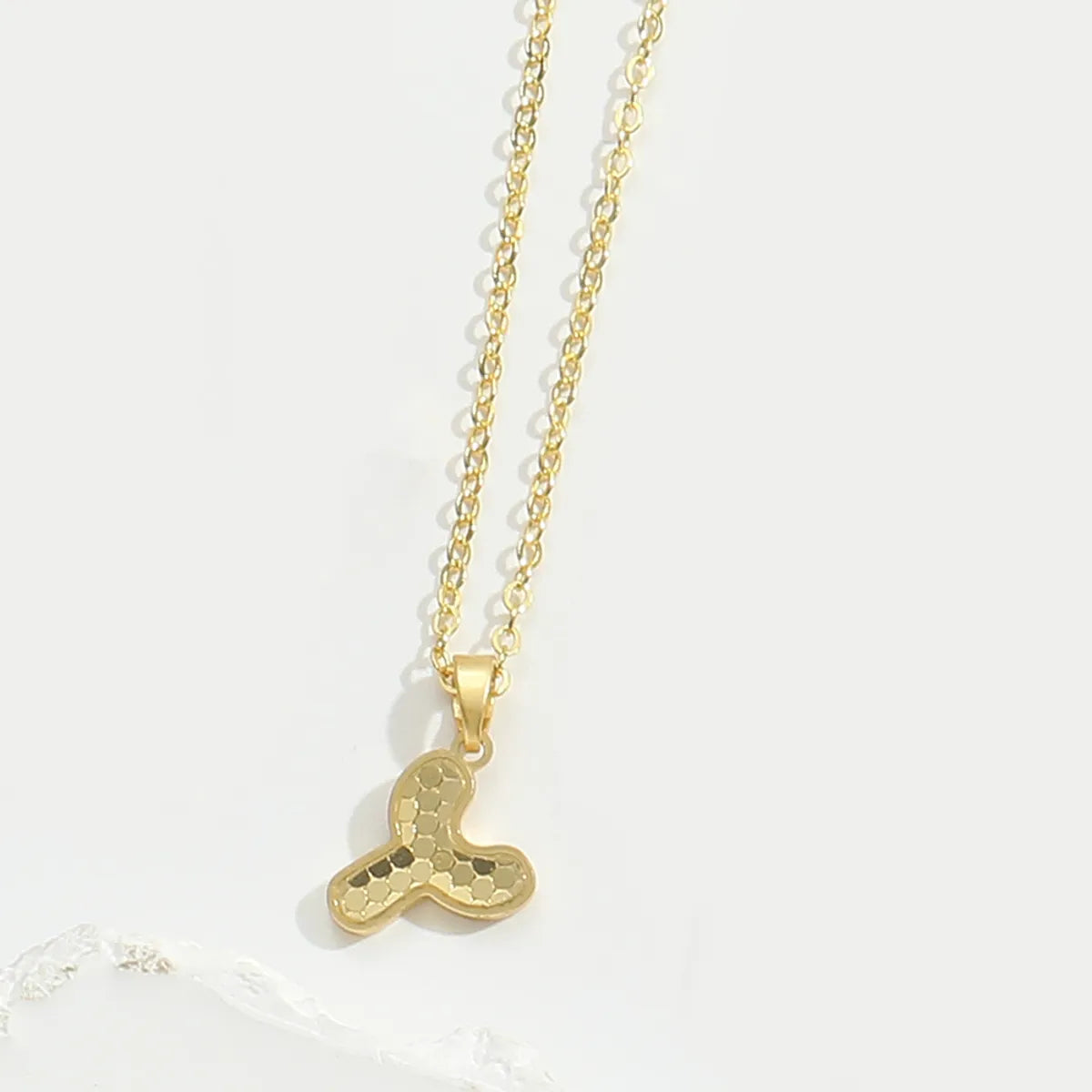 Copper 14K Gold Plated Letter Pendant Necklace