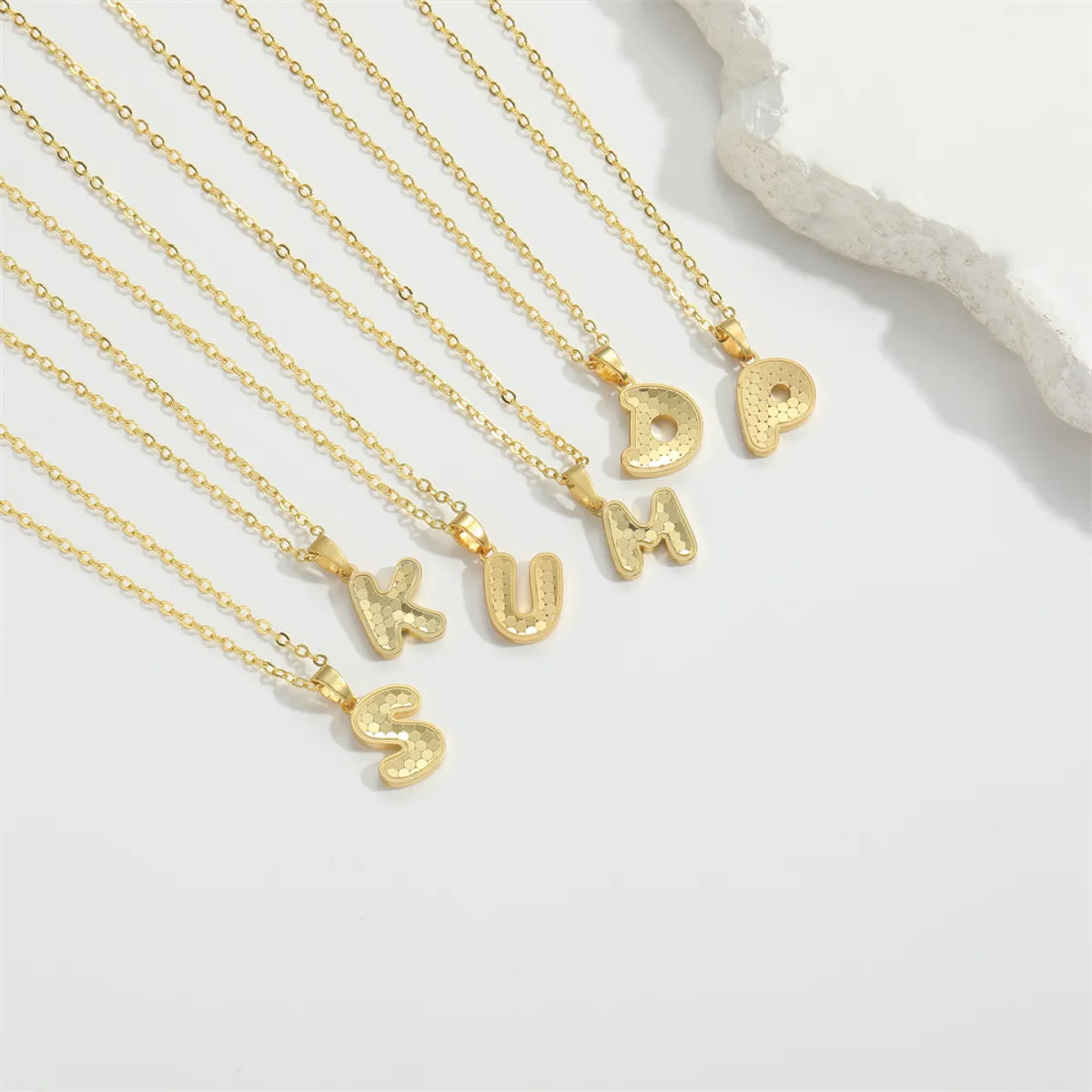 Copper 14K Gold Plated Letter Pendant Necklace