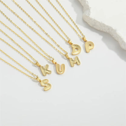 Copper 14K Gold Plated Letter Pendant Necklace