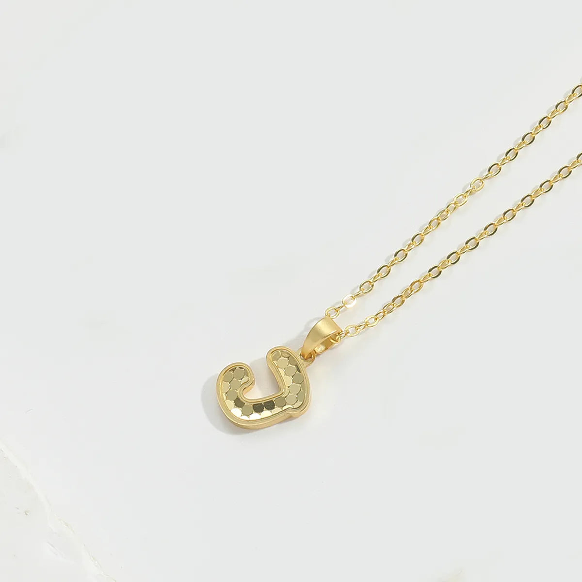 Copper 14K Gold Plated Letter Pendant Necklace